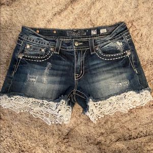 Miss Me Denim shorts with lace hem